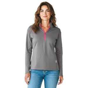 Nike Golf Women’s Size L Grey Gray Hot Pink 3/4 Zip Pullover Top